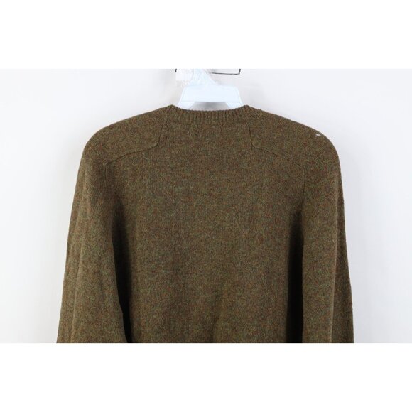 Vtg 50s Mens XL Distressed Rainbow Fleck Elbow Patch Wool Knit V-Neck Sweater - Picture 13 of 14